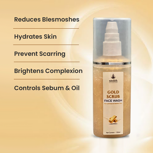 Gold Scrub Face Wash Brightening Face Wash 92% Organic, Daily Use 120 ML