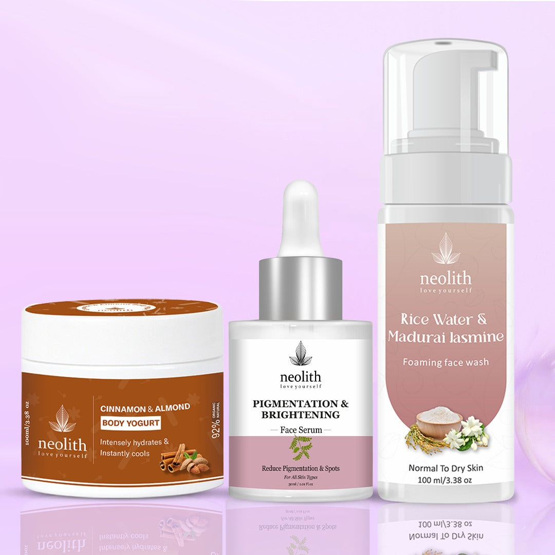 Pigmentation Serum, Rice Water Face Wash & Body Yogurt Combo