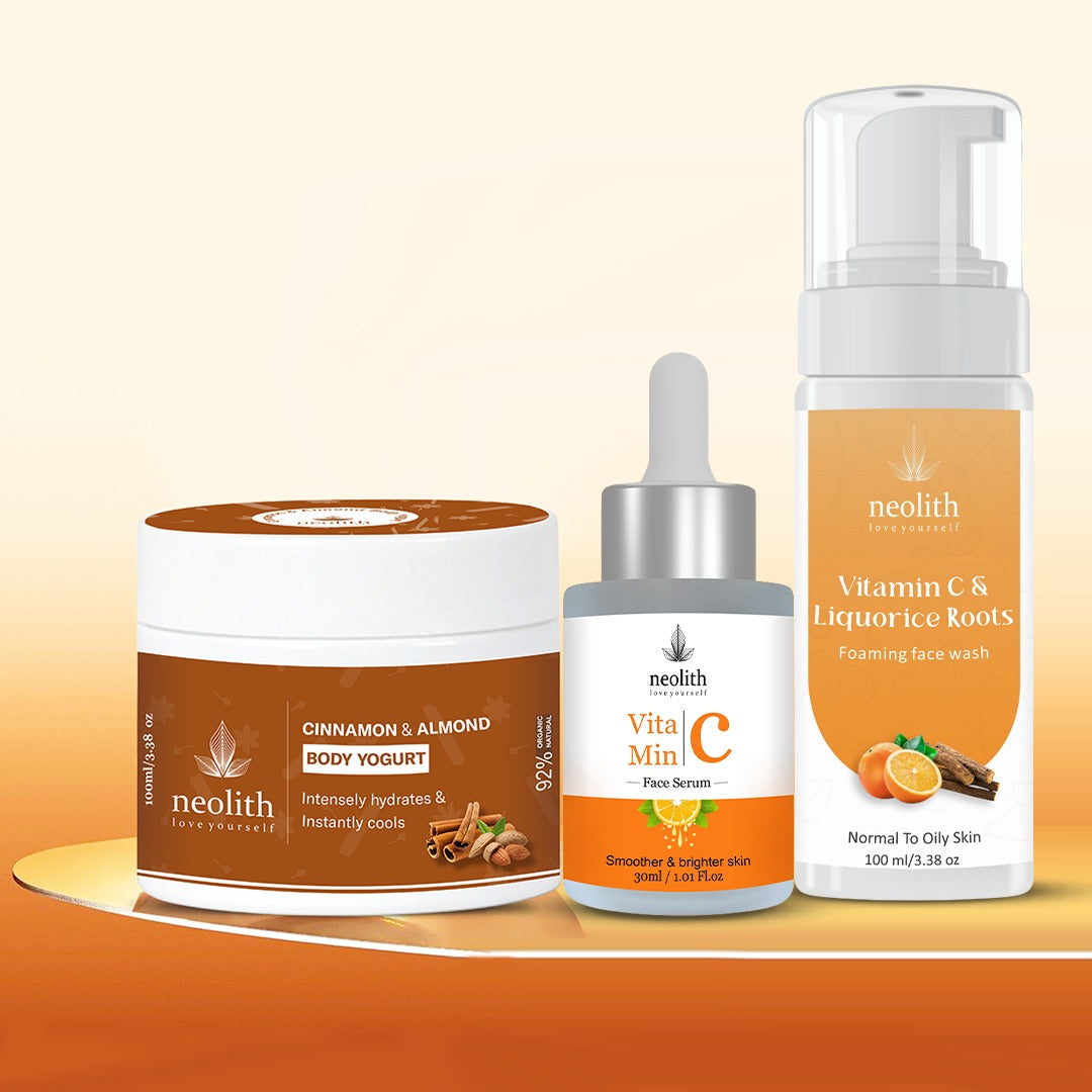 Vitamin C Serum & Vitamin C Face Wash & Body Yogurt Combo Brightening Skincare