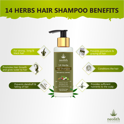 Neolith 14 Herbs Oil, Shampoo and Conditioner Combo Pack | For Healthy Hair & Scalp | 100ml Each(TOTAL 300ML)