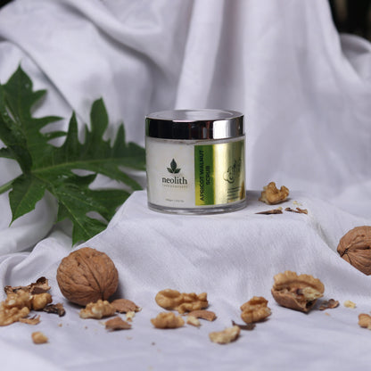 Neolith Apricot Walnut Face Scrub with Vitamin E and Almond oil (100gm) | Removes White heads, Black heads, Brightens skin, Removes excess oil | D Tan scrub, Lip scrub, Deep cleansing, Skin Revitalizing | For Dry/Normal Skin | For Men & Women