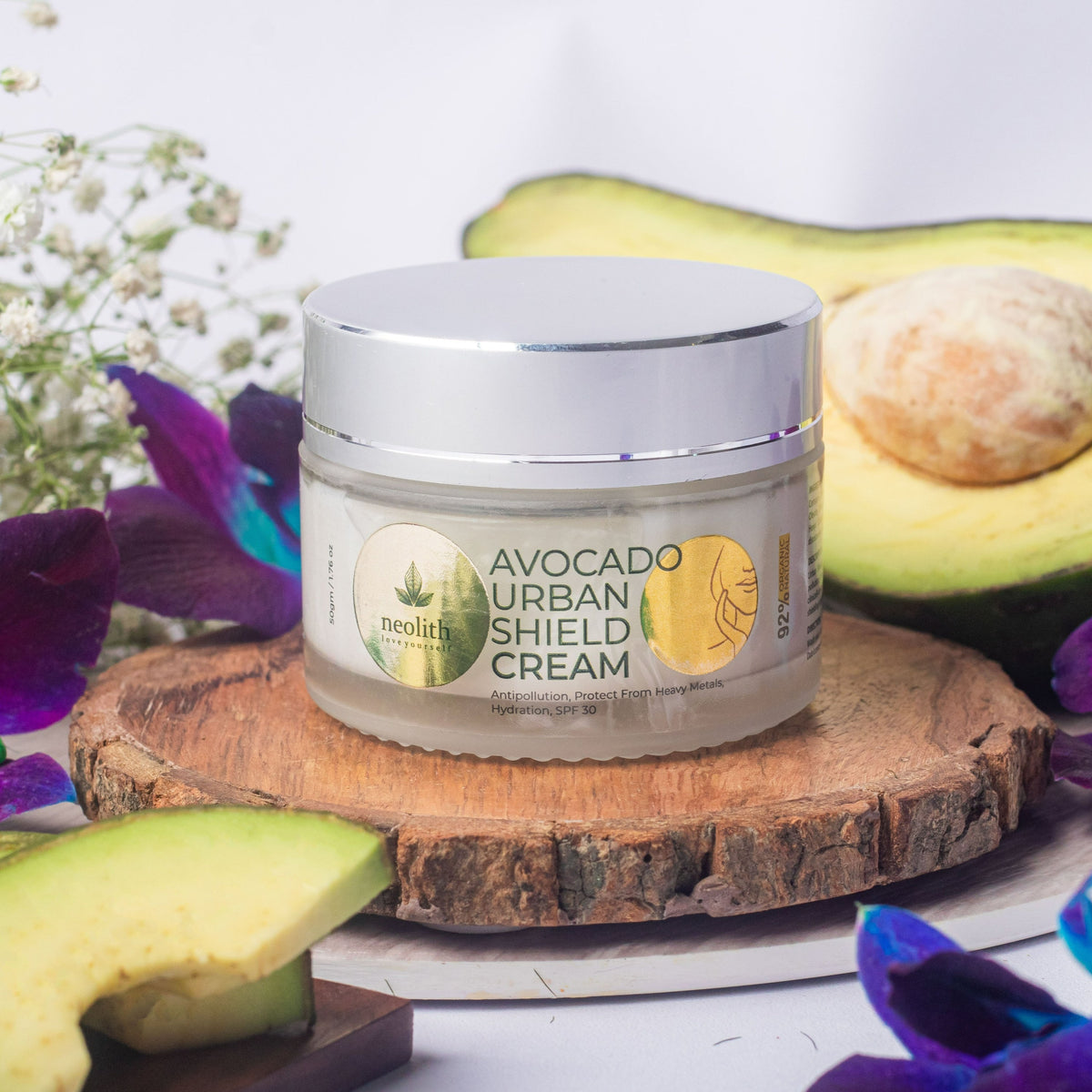 Neolith Avocado Urban Shield Face Cream | Anti-Pollution Daily Face cream with SPF30 for Bright and Glowing Skin | Protection from Blue rays, Pollution defense cream, UV day cream, All Skin Type |50 gm For Men & Women