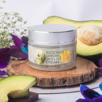Neolith Avocado Urban Shield Face Cream | Anti-Pollution Daily Face cream with SPF30 for Bright and Glowing Skin | Protection from Blue rays, Pollution defense cream, UV day cream, All Skin Type |50 gm For Men & Women