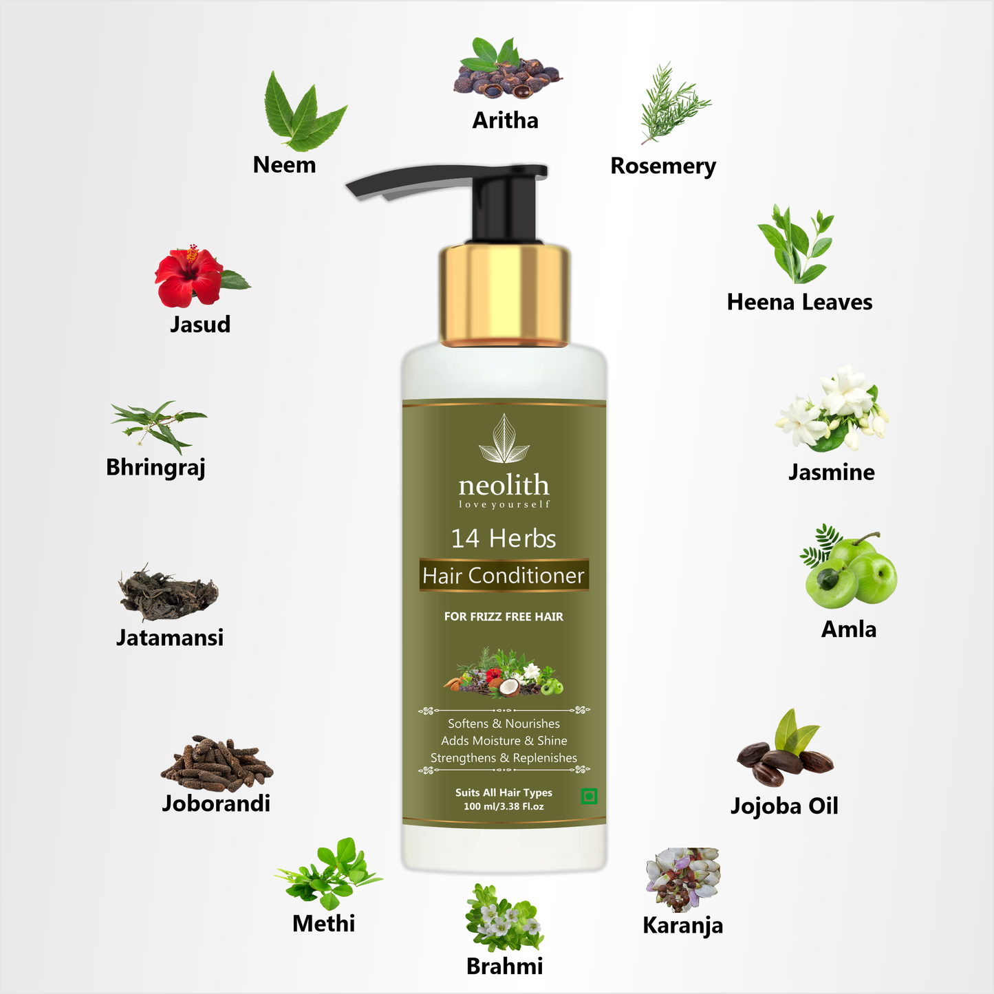 Neolith 14 Herbs Oil, Shampoo and Conditioner Combo Pack | For Healthy Hair & Scalp | 100ml Each(TOTAL 300ML)