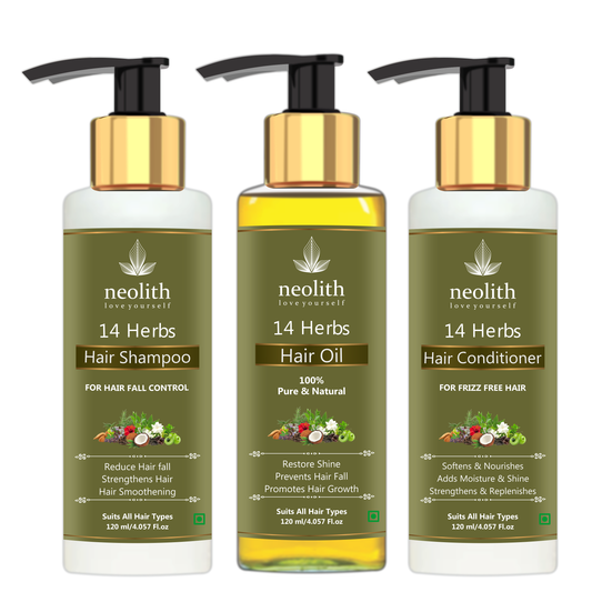 Neolith 14 Herbs Oil, Shampoo and Conditioner Combo Pack | For Healthy Hair & Scalp | 100ml Each(TOTAL 300ML)