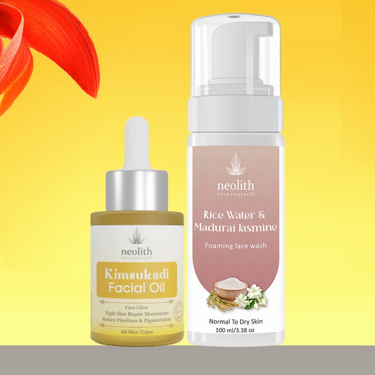 Kimsukadi Face Oil & Jasmine Rice Water Face Wash Brightening & Glow Skincare Combo