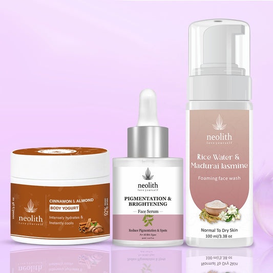 Pigmentation Serum, Rice Water Face Wash & Body Yogurt Combo