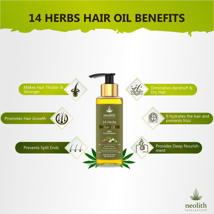Neolith 14 Herbs Oil, Shampoo and Conditioner Combo Pack | For Healthy Hair & Scalp | 100ml Each(TOTAL 300ML)