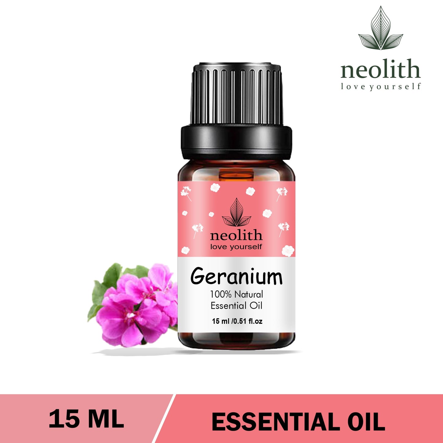 Neolith 100% Pure Geranium Essential Oil- 15 ML | Undiluted