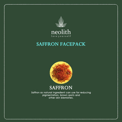 Neolith Saffron Face Pack || Skin Brightening Clay Face Mask For Glowing Skin, Tan Removal, Oil Control, Acne & Fairness || Organic || For Women & Men || 100g