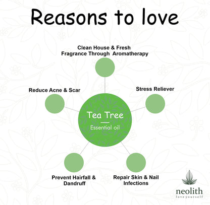 Neolith Tea Tree Essential Oil, 100% NATURAL & PURE, 15ML, FOR ACNE, FACE, SKIN & HAIR