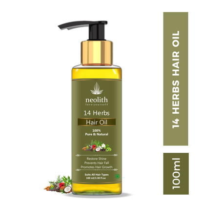 Neolith 14 Herbs Scalp and Hair oil for Hair Fall Control, Scalp nourishment, Hair regrowth || 120 ML