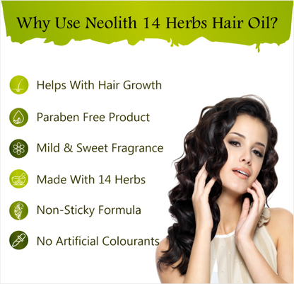 Neolith 14 Herbs Scalp and Hair oil for Hair Fall Control, Scalp nourishment, Hair regrowth || 120 ML