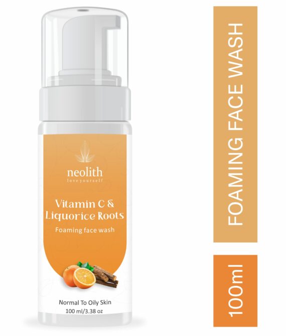 Neolith Vitamin C & Liquorice Root Foaming Face Wash || 92% Organic || Non Drying, Deep Cleansing, De Tan || 100 ML