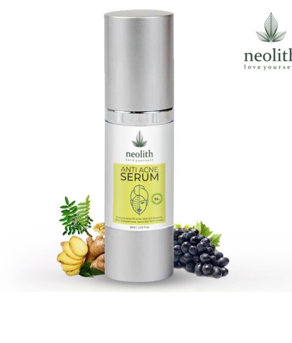 Neolith Anti Acne Serum – with Ginger Root Extract, Grape Fruit Extract, Resin Extract || 94% Organic || No Parabens, Silicon and Mineral Oil -30ml