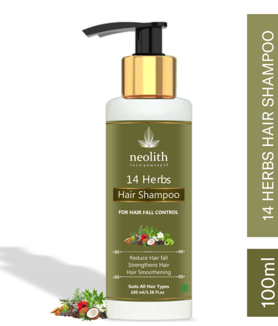 Neolith 14 Herbs Hair & Scalp Shampoo | Paraben Free, Sulphate Free | Reduces Hair Fall, Strengthens Hair, Hair Smoothening, Scalp Cleansing | 120 Ml